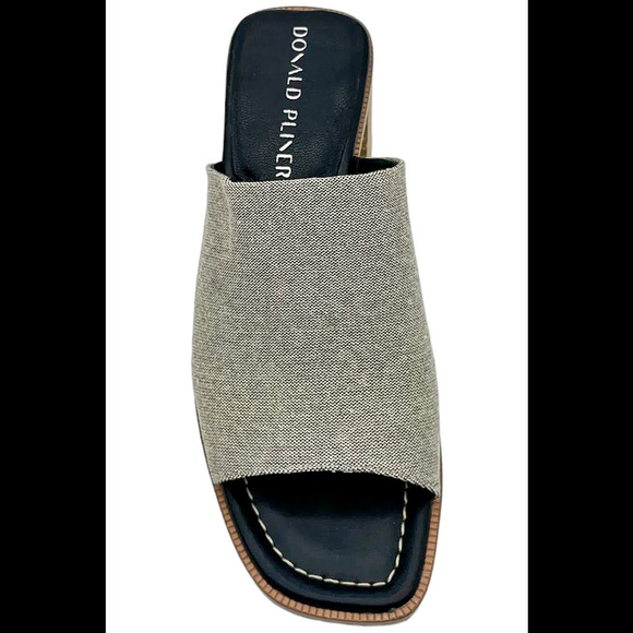 Donald Pliner Women's Haze Canvas Stretch Heeled Sandal Black/Natural - Medium - Picture 2 of 3